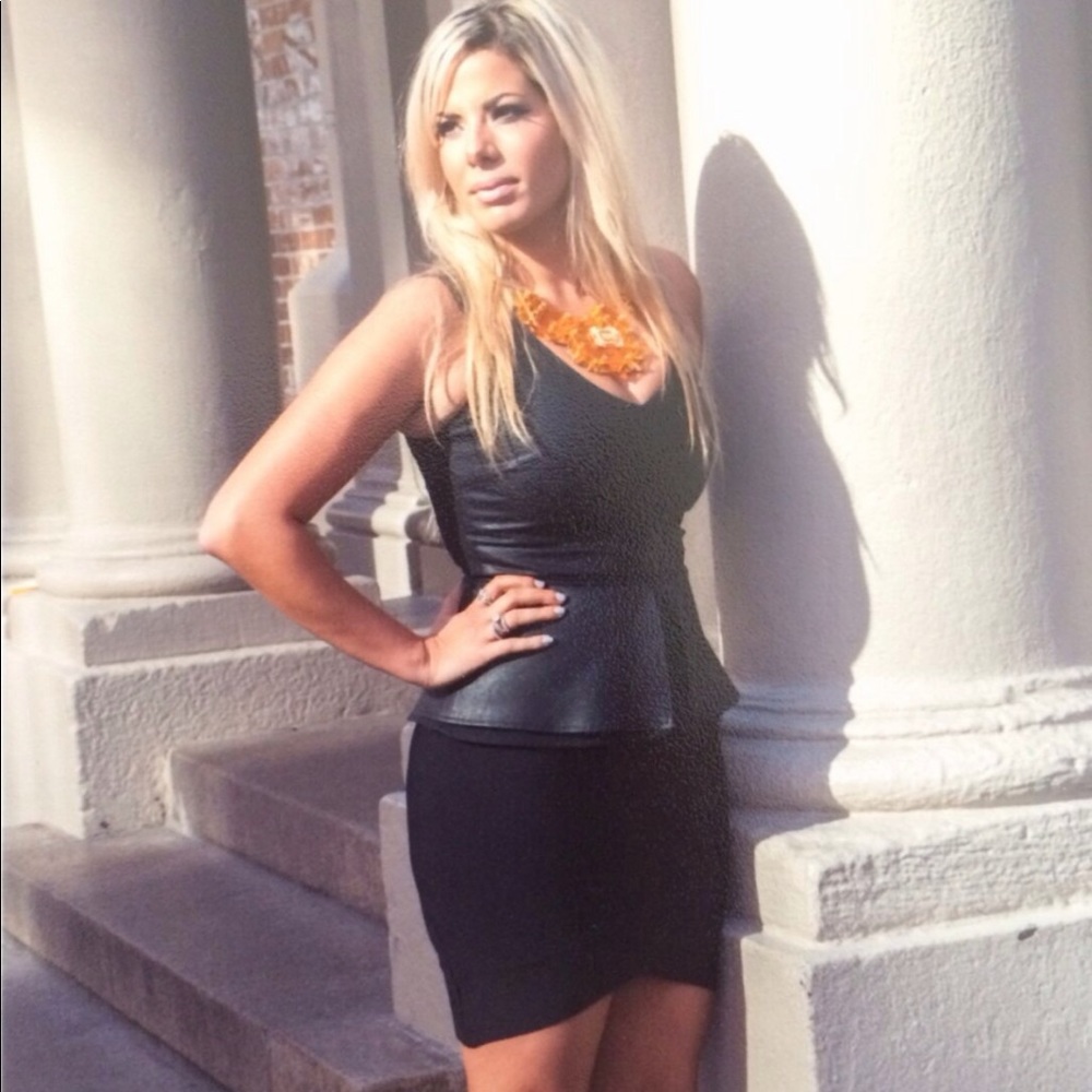 Peplum leather top